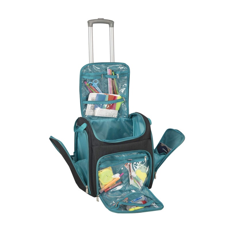 Handy Sandy Craft Bag Organizer â€“ 16"x9.5"x15" Portable Tote with Handles & Pockets â€“ Multi-Use Art, Sewing, and Scrapbooking Storage â€“ Optional Rolling Cart Compatible- Patent- Black - Image 3